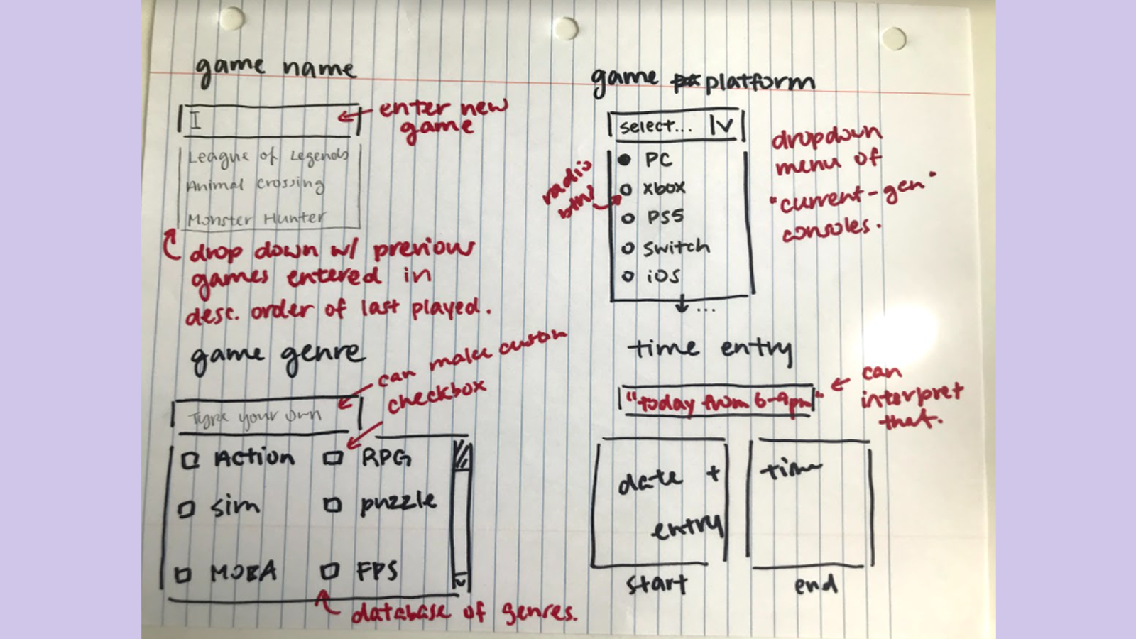 Autofill data entry sketch